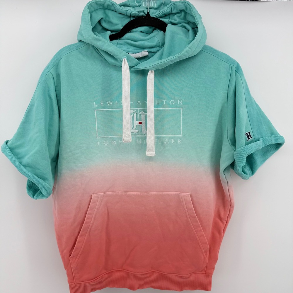 Lewis Hamilton x Tommy Hilfiger Hoodie Large Ombre Short Sleeve 100% Cotton
